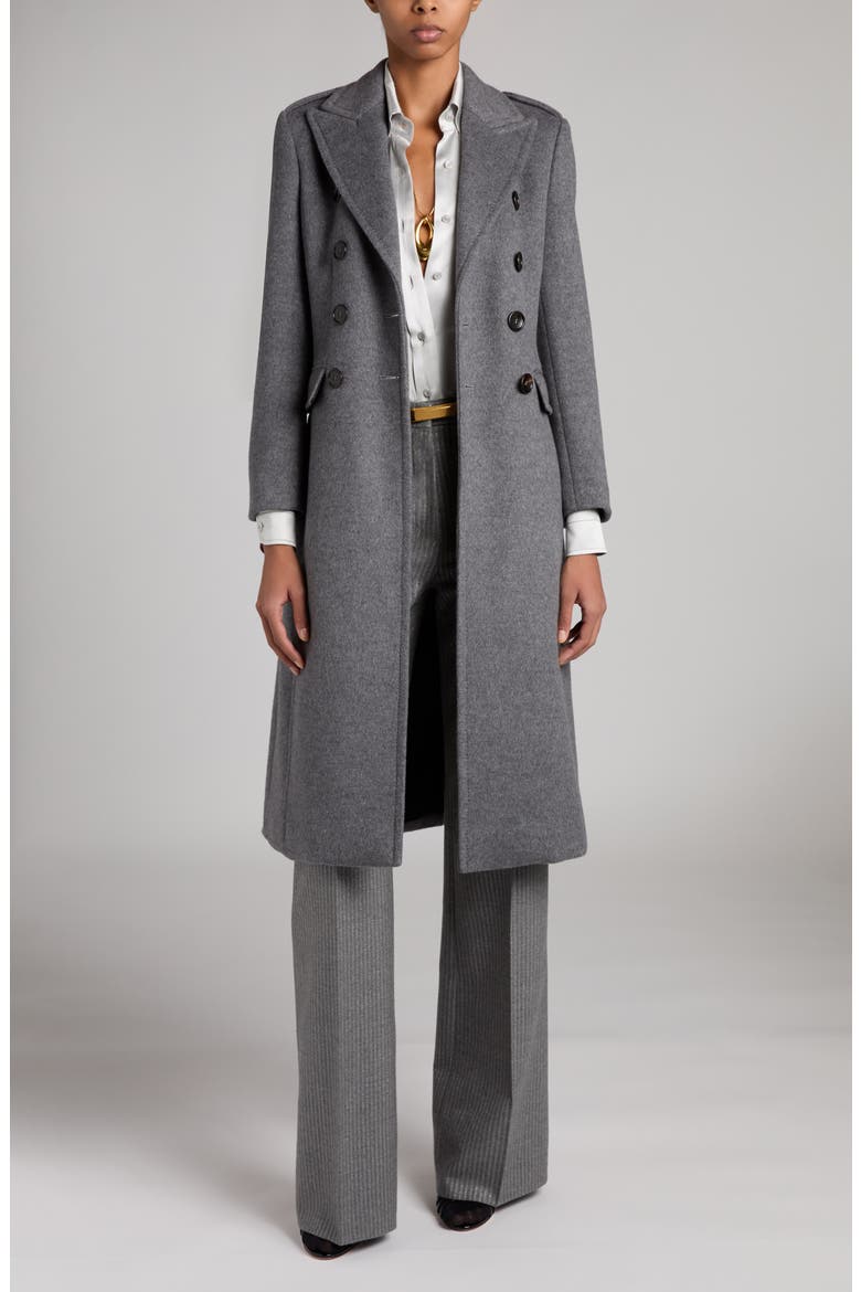 Double Breasted Felt Martingale Coat, Alternate, color, IG344 MID GREY MELANGE