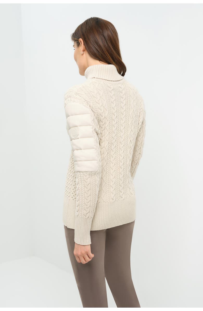 Anatomie Eloisa Cableknit and Nylon Padded Sweater, Alternate, color, Stone