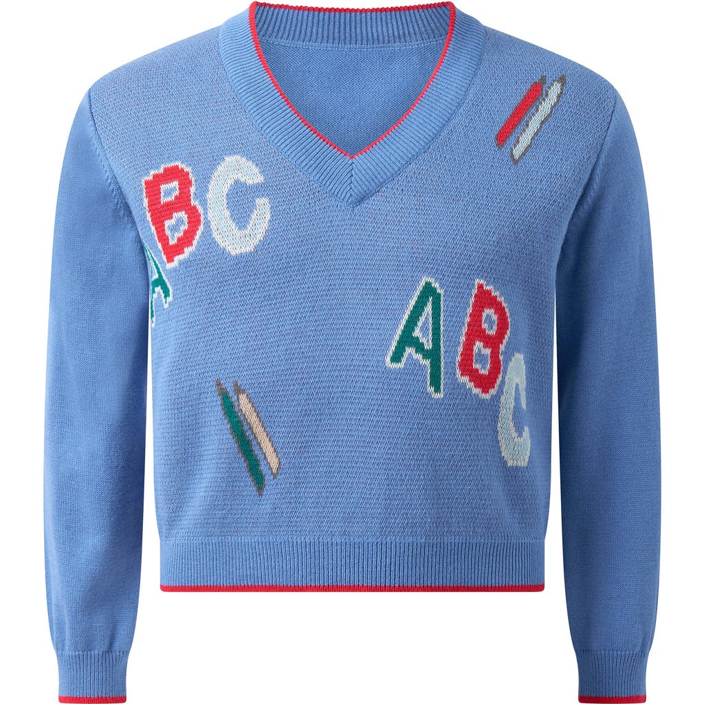 Rachel Riley Abc V-neck Sweater In Blue