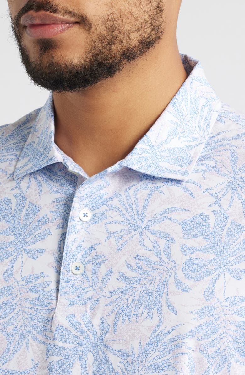 Bugatchi Victor OoohCotton<sup>®</sup> Palm Leaf Print Polo, Alternate, color, Air Blue