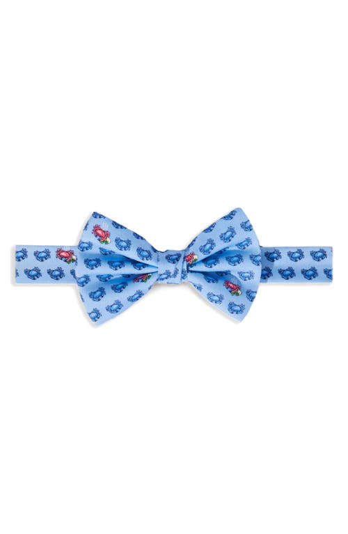 Vineyard Vines Kids' Crabs Print Silk Bow Tie In Blue