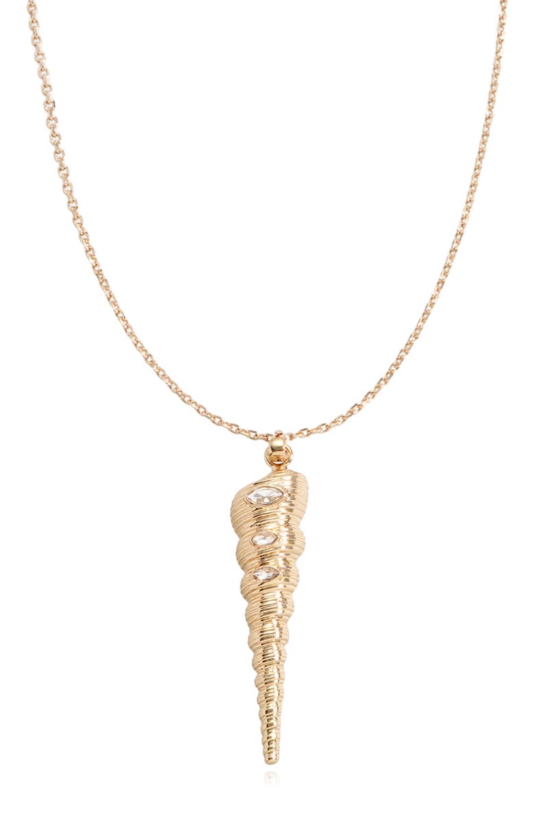 Ettika Long Conch Shell Pendant Necklace, Alternate, color, Gold