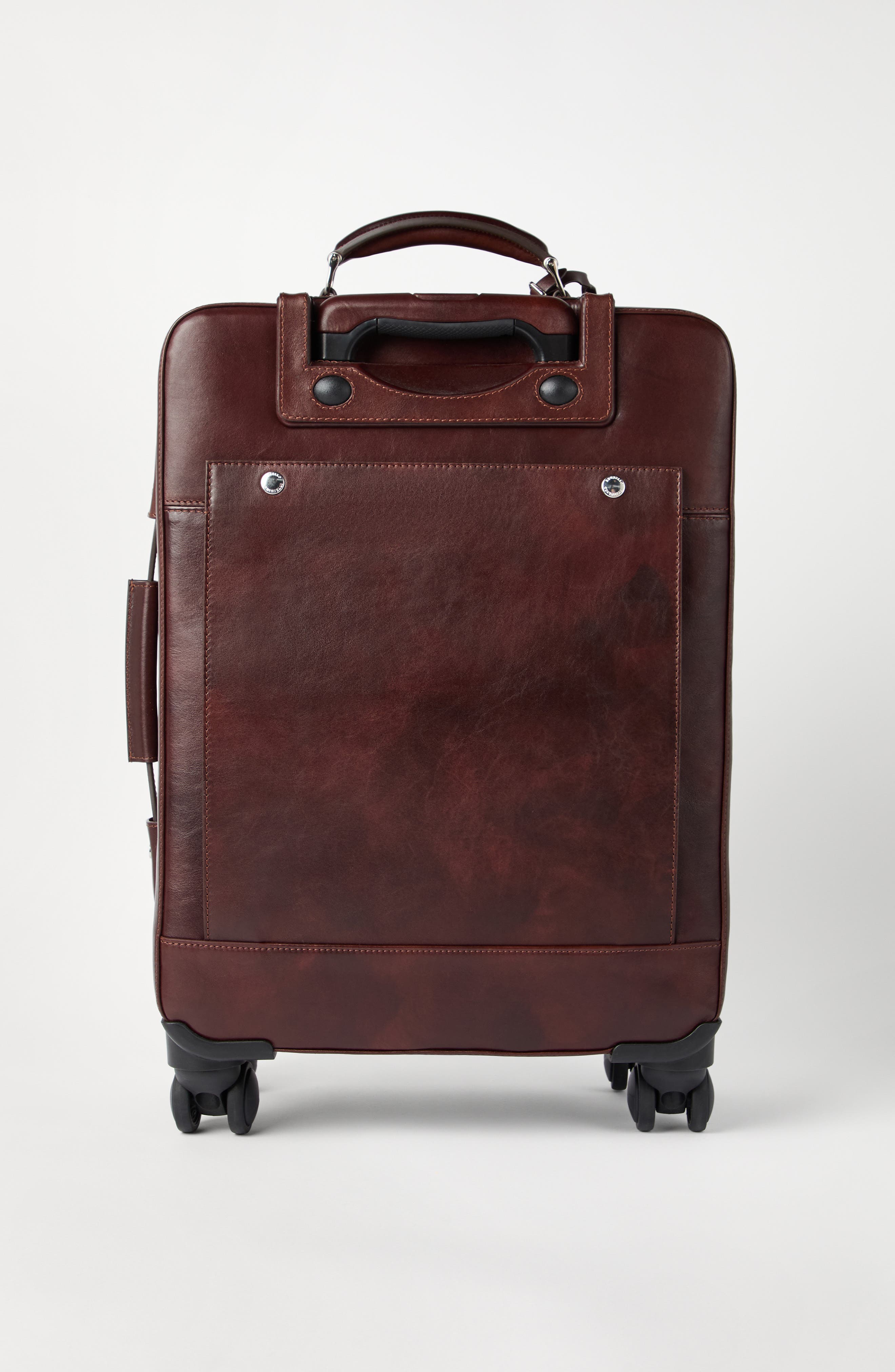 Brunello Cucinelli Burnished calfskin suitcase, Alternate, color, Burgundy
