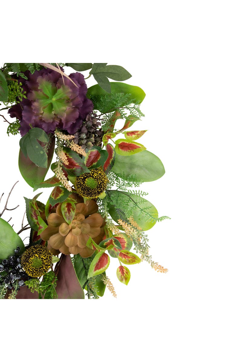Northlight Mixed Succulent and Pomegranate Artificial Wreath, 24-Inch, Alternate, color, Green