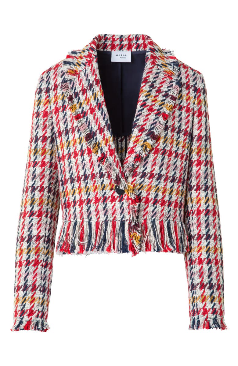 Akris punto Check Tweed Fringed Crop Jacket, Alternate, color, Multicolor
