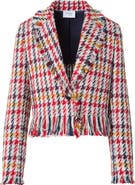 Akris punto Check Tweed Fringed Crop Jacket