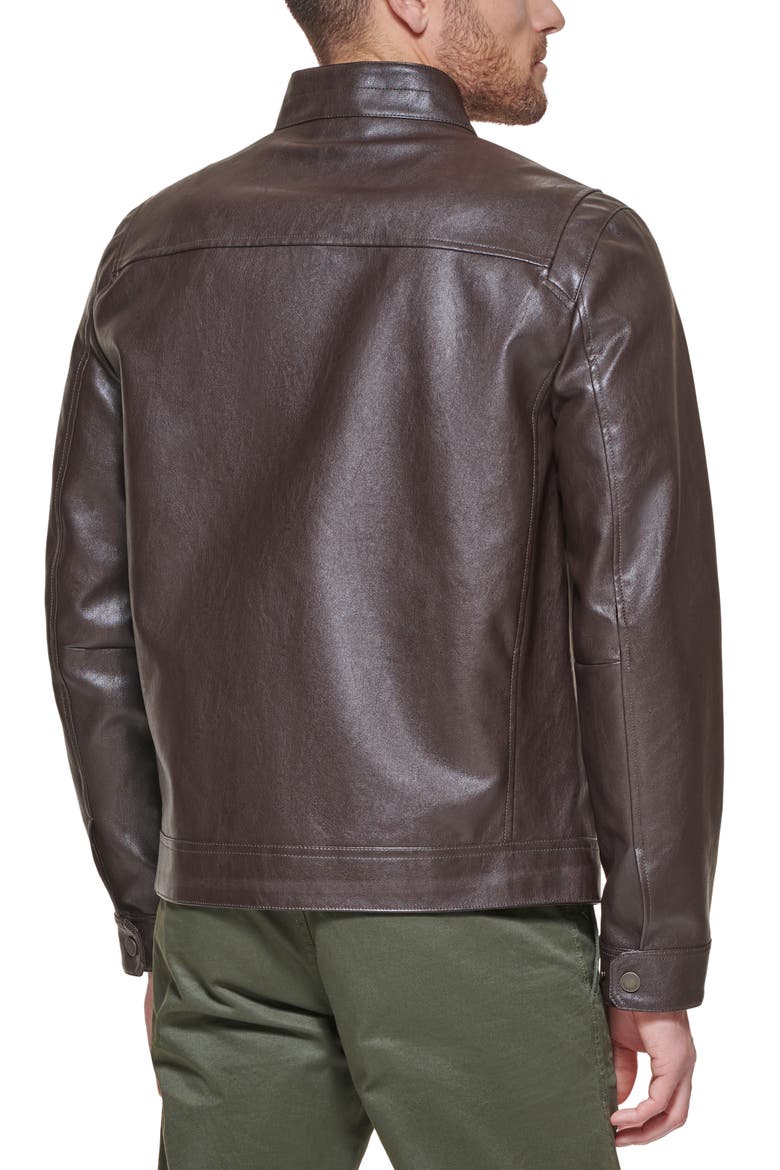 Racer Faux Leather Jacket, Alternate, color, DARK BROWN