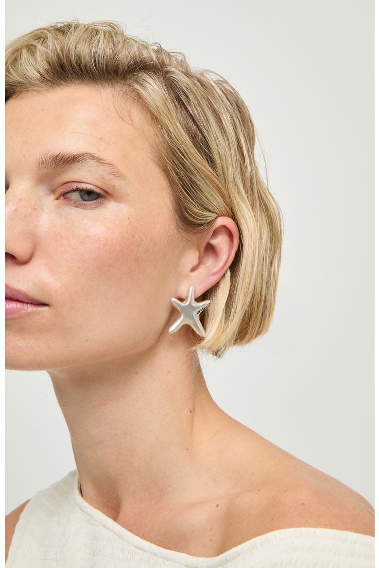 Medium Silver-tone Star Earrings, Alternate, color, Silver