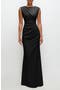 Ruched Cap Sleeve Crepe Trumpet Gown