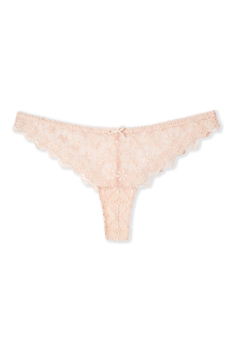 Jane Embroidered Tanga Thong, Alternate, color, POWDER PINK