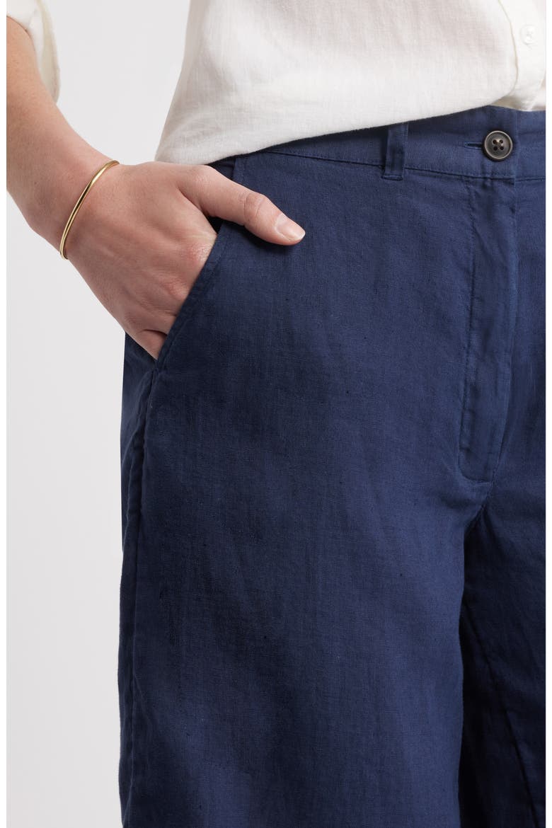 Easy Waist Linen Bermuda Shorts, Alternate, color, NAVY BLAZER