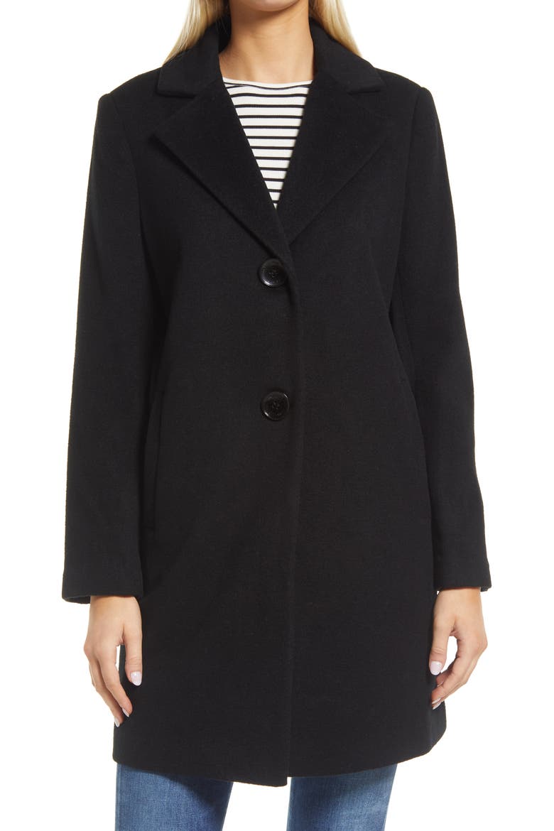 Notch Collar Coat, Main, color, BLACK