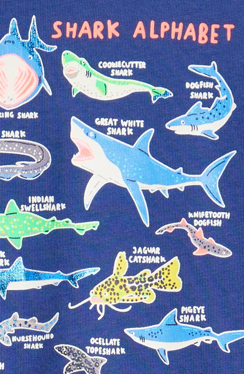 Mini Boden Kids' Glow in the Dark Shark Graphic T-Shirt, Alternate, color, 