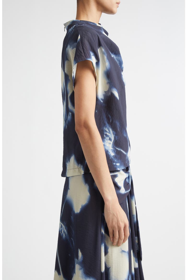 Abstract Floral Drape Crepe Top, Alternate, color, NAVY