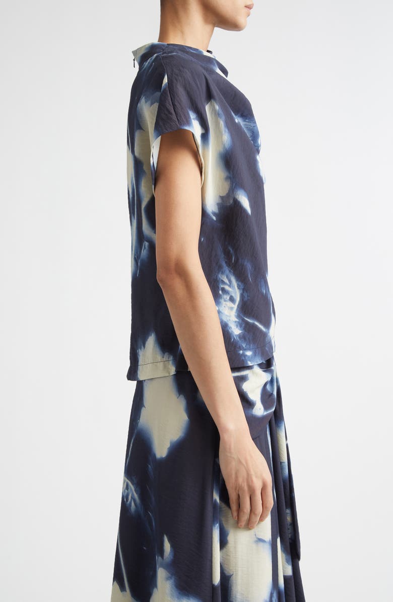 Lela Rose Abstract Floral Drape Crepe Top, Alternate, color, Navy