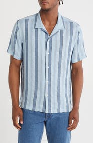 TRUTH Stripe Print Button-Up Camp Shirt