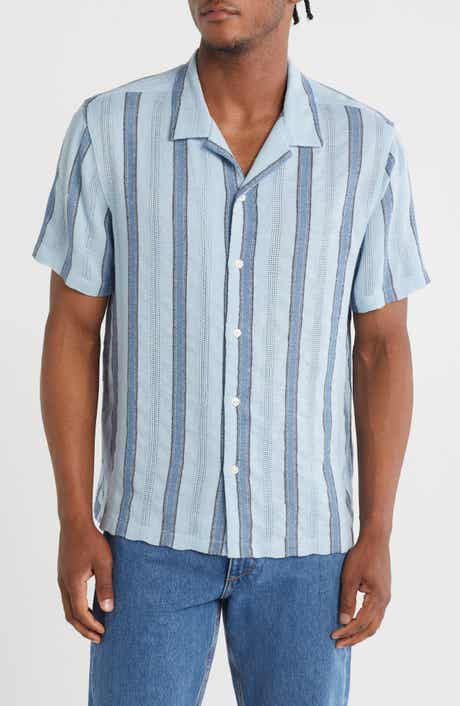 TRUTH Stripe Print Button-Up Camp Shirt