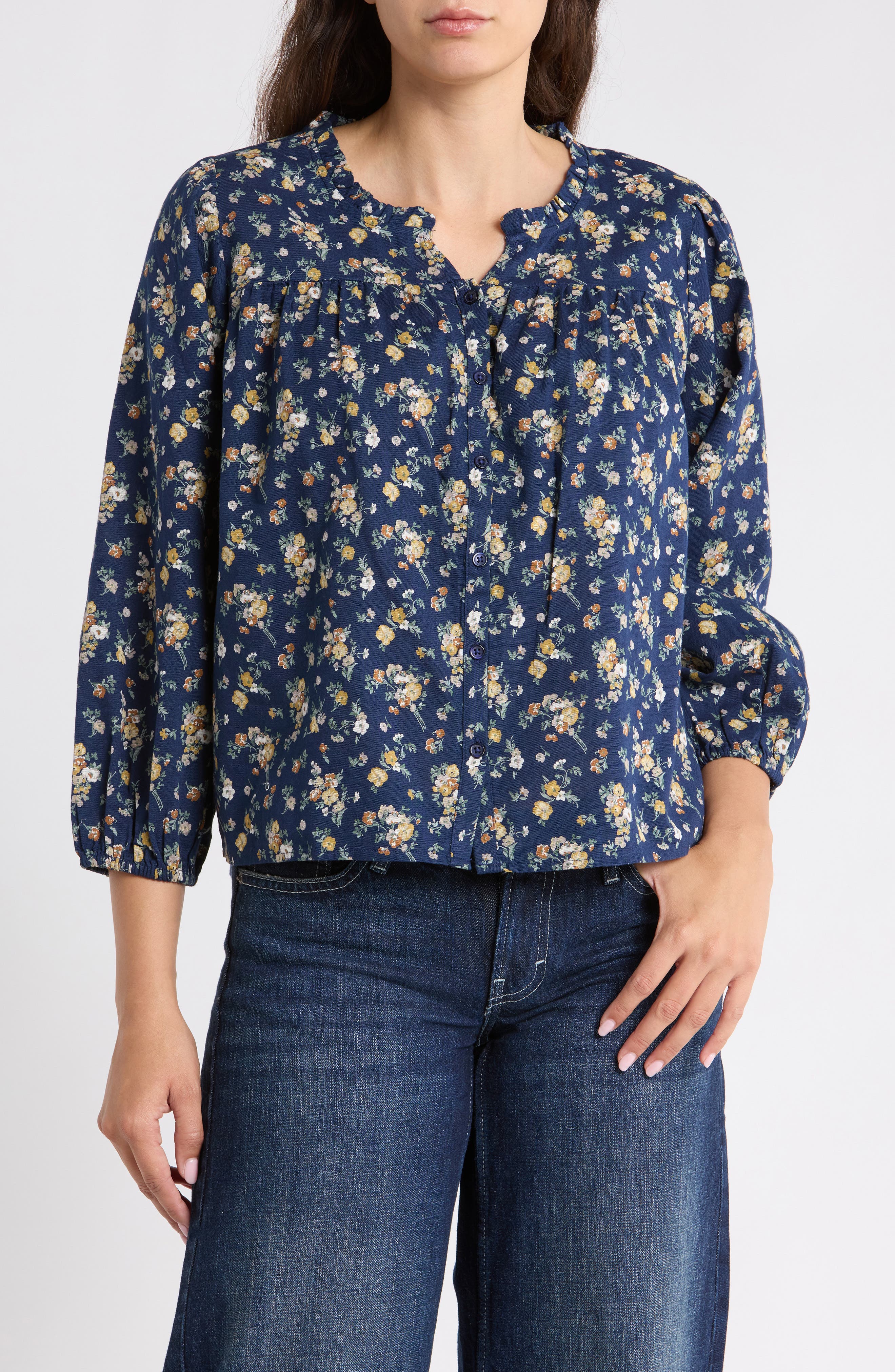 Cotton & Linen Notch Neck Top