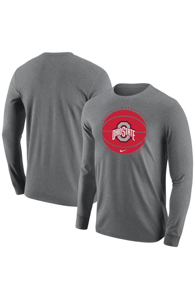 Nike Men's Nike Gray Ohio State Buckeyes Basketball Long Sleeve T-Shirt, Main, color,