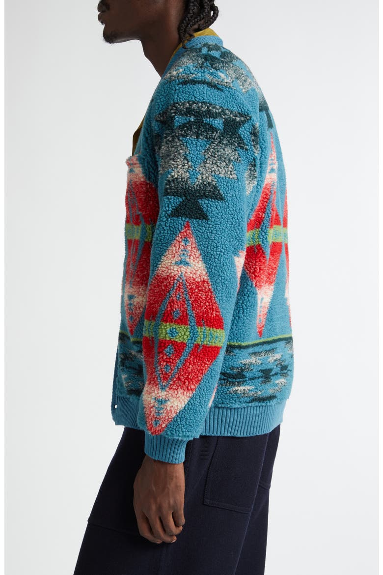 Boa Jacquard Cardigan, Alternate, color, TURQUOISE