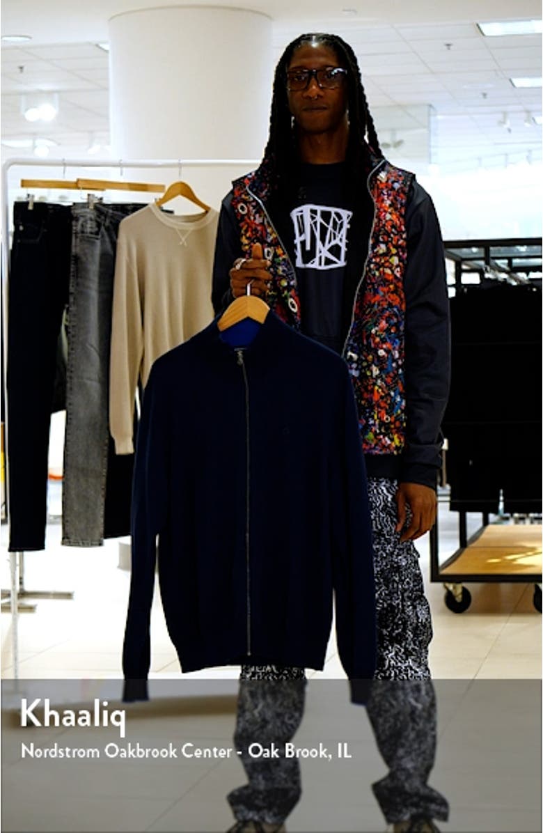 Logo Embroidered Zip Front Cardigan, sales video thumbnail