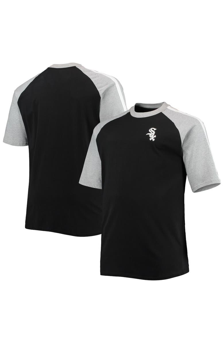 PROFILE Men's Black/Heathered Gray Chicago White Sox Big & Tall Circular Raglan T-Shirt, Main, color,