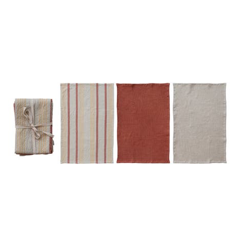 Artisan Woven Cotton Tea Towels, Set of 3