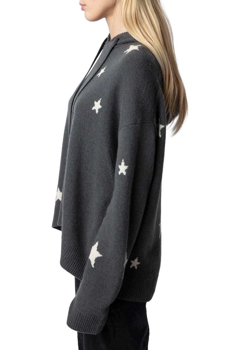 Zadig & Voltaire Marky Intarsia Star Cashmere Hoodie, Alternate, color, 
