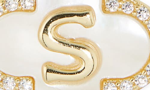 Argento Vivo Sterling Silver Clover Mother-of-pearl Initial Pendant Necklace In Gold