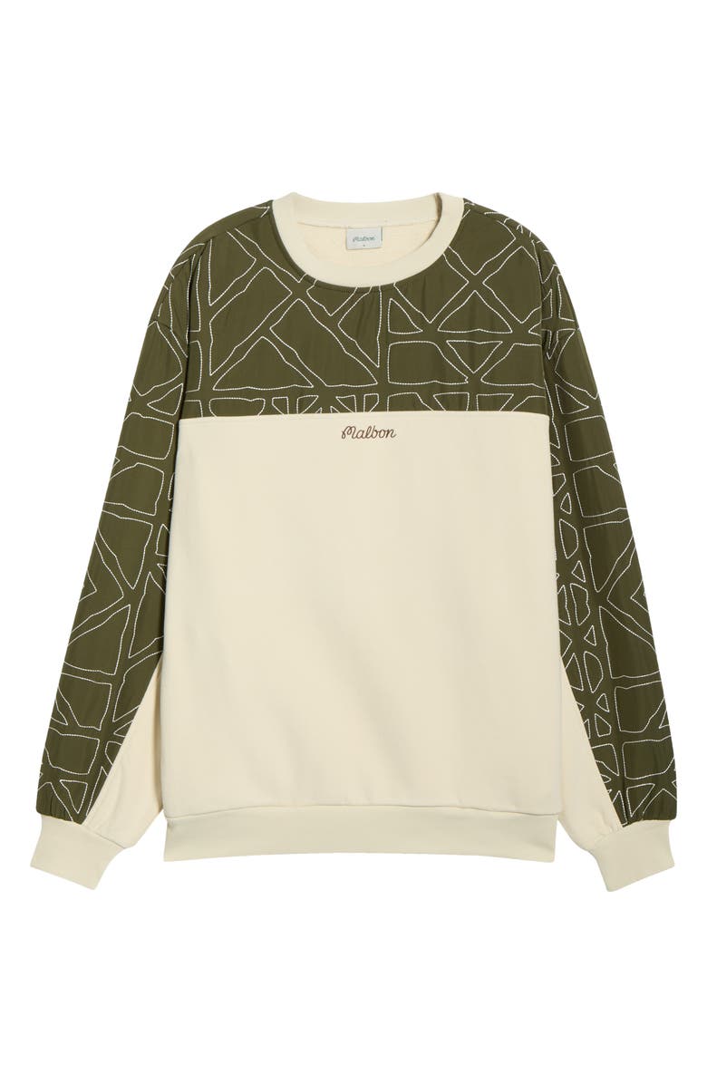 Malbon Golf Tierra Colorblock Crewneck Sweatshirt, Main, color, Cream / Olivine