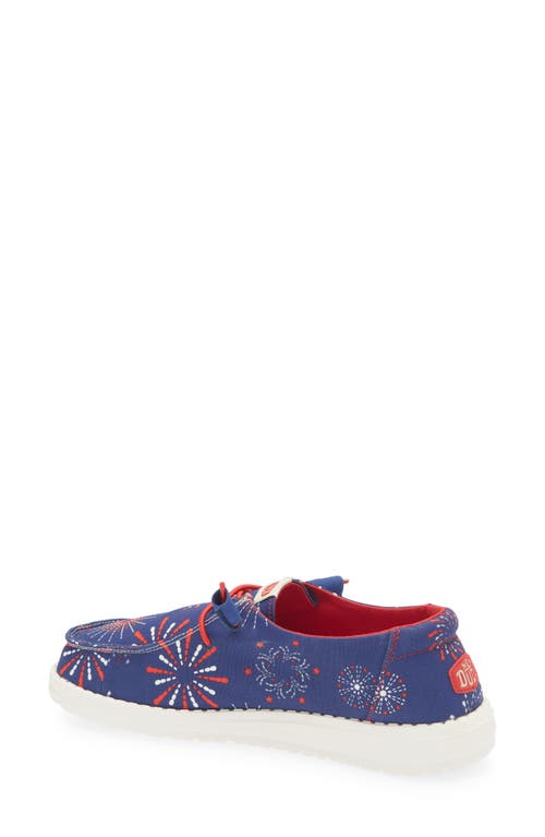 Hey Dude Wendy Fireworks Slip-on Moc Toe Shoe In Fireworks Navy