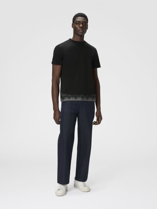 Missoni Short Sleeve T-shirt With Irregular Zigzag Insert In Black