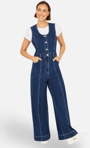 Yumi Denim Stretch Fitted Jumpsuit