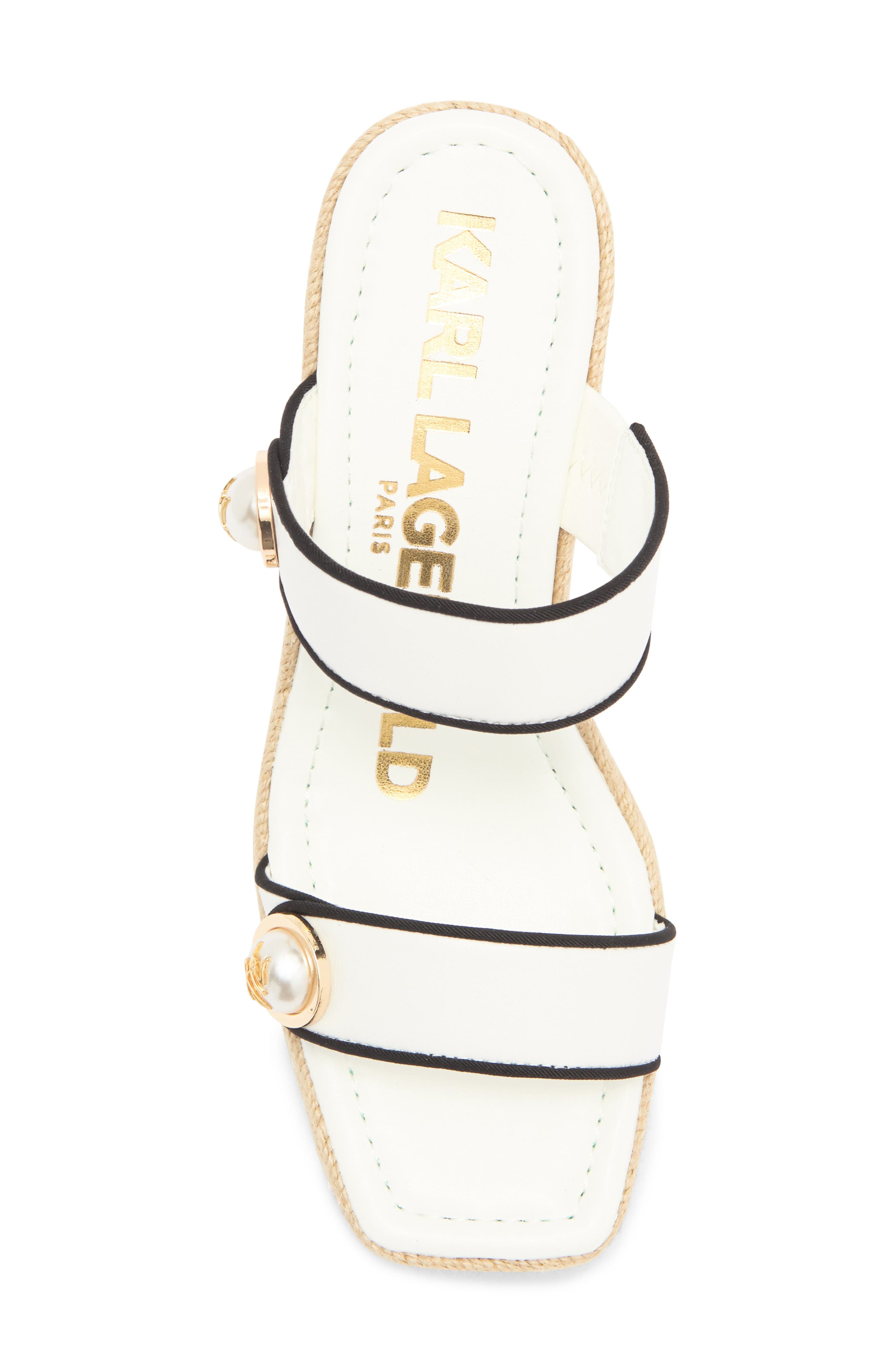KARL LAGERFELD PARIS Carsen Espadrille Platform Wedge Sandal, Alternate, color, Bright White/ Black