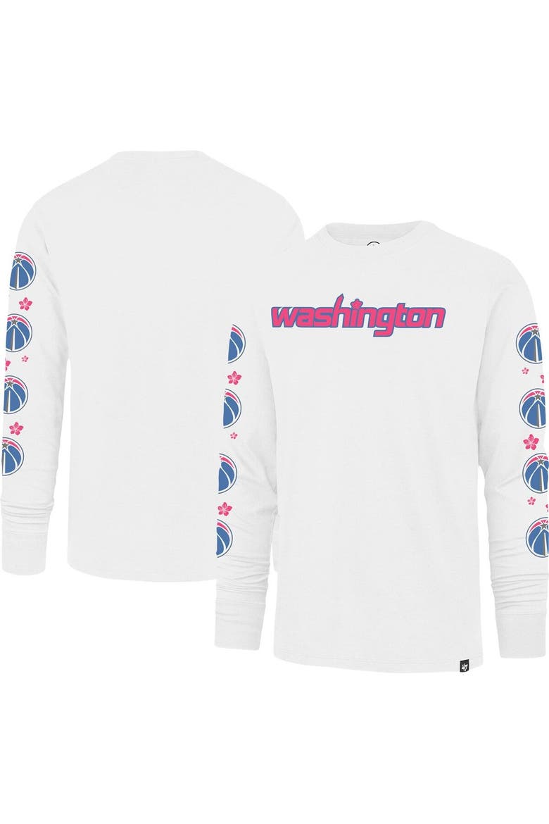 Men's '47 White Washington Wizards City Edition Downtown Franklin Long Sleeve T-Shirt, Main, color, White