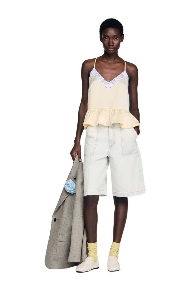 SANDRO Ruffled top, Alternate, color, Light Yellow