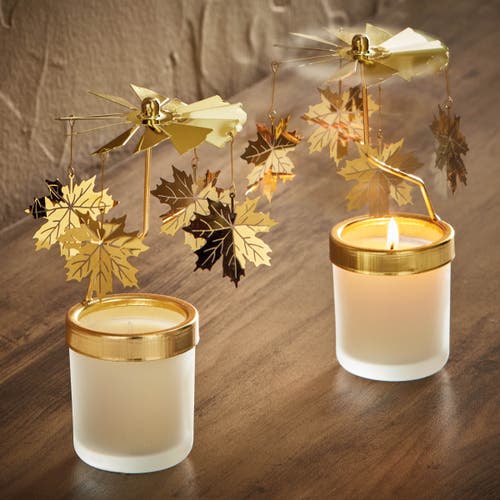 Tag Snowcap Angel Carousel Candle Holder Gold Metal Tealight In Gold