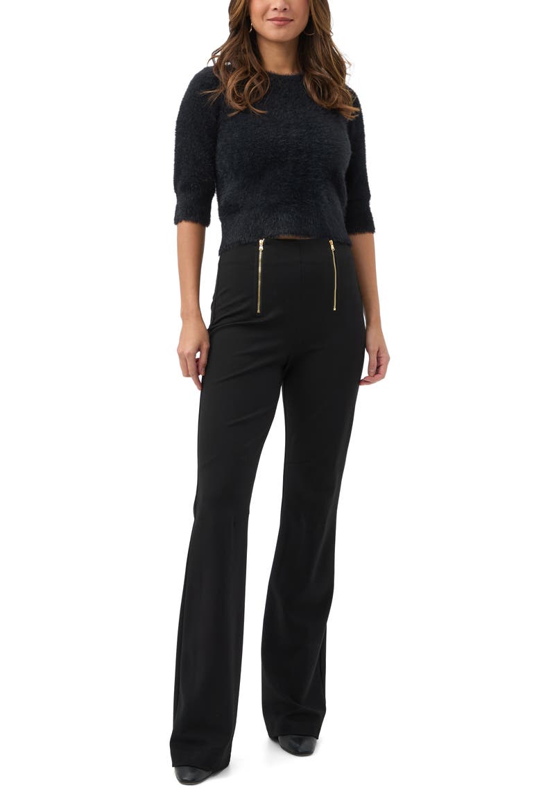Maliah Fuzzy Elbow Sleeve Sweater, Alternate, color, Black