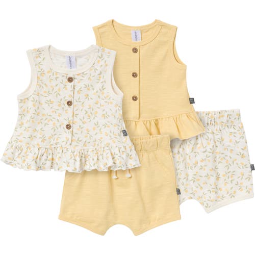 Modern Moments™ By Gerber Sleeveless Peplum Tops And Shorts Set In Ivory Lemon Vines/lt Yellow