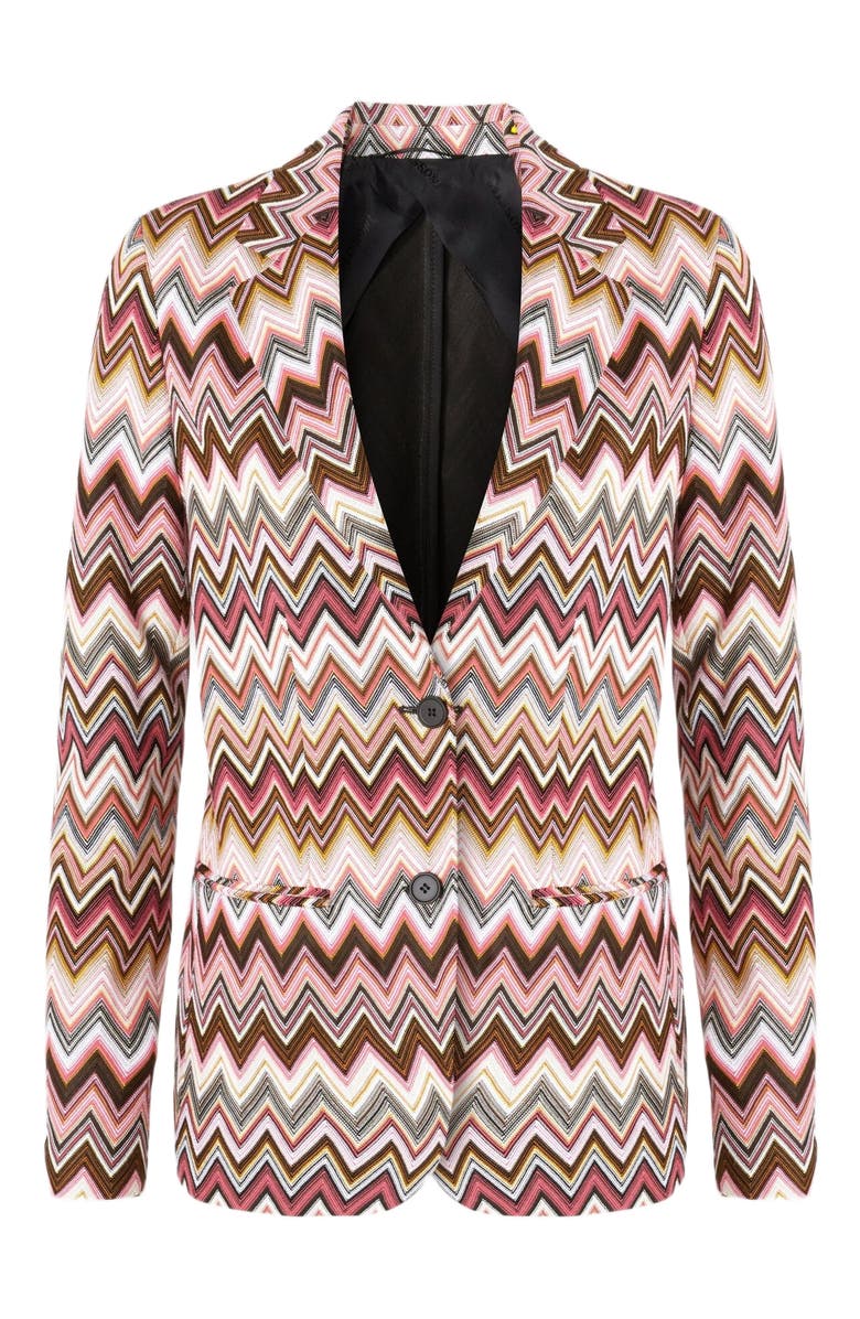Missoni Single-breasted Blazer In Cotton And Zigzag Viscose, Alternate, color, Multicoloured