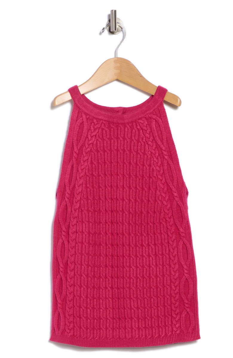 DKNY Jeans Cable Stitch Sleeveless Top, Alternate, color, Wild Berry