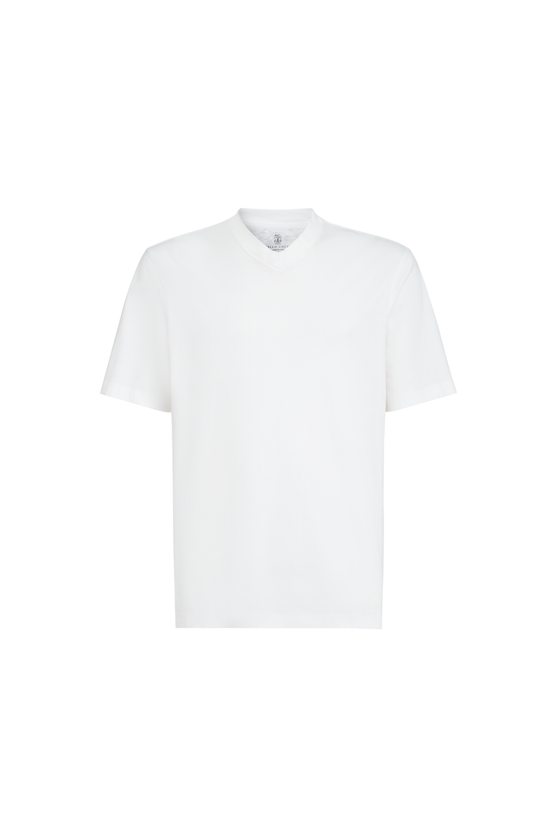 Cotton jersey V-neck T-shirt, Alternate, color, White