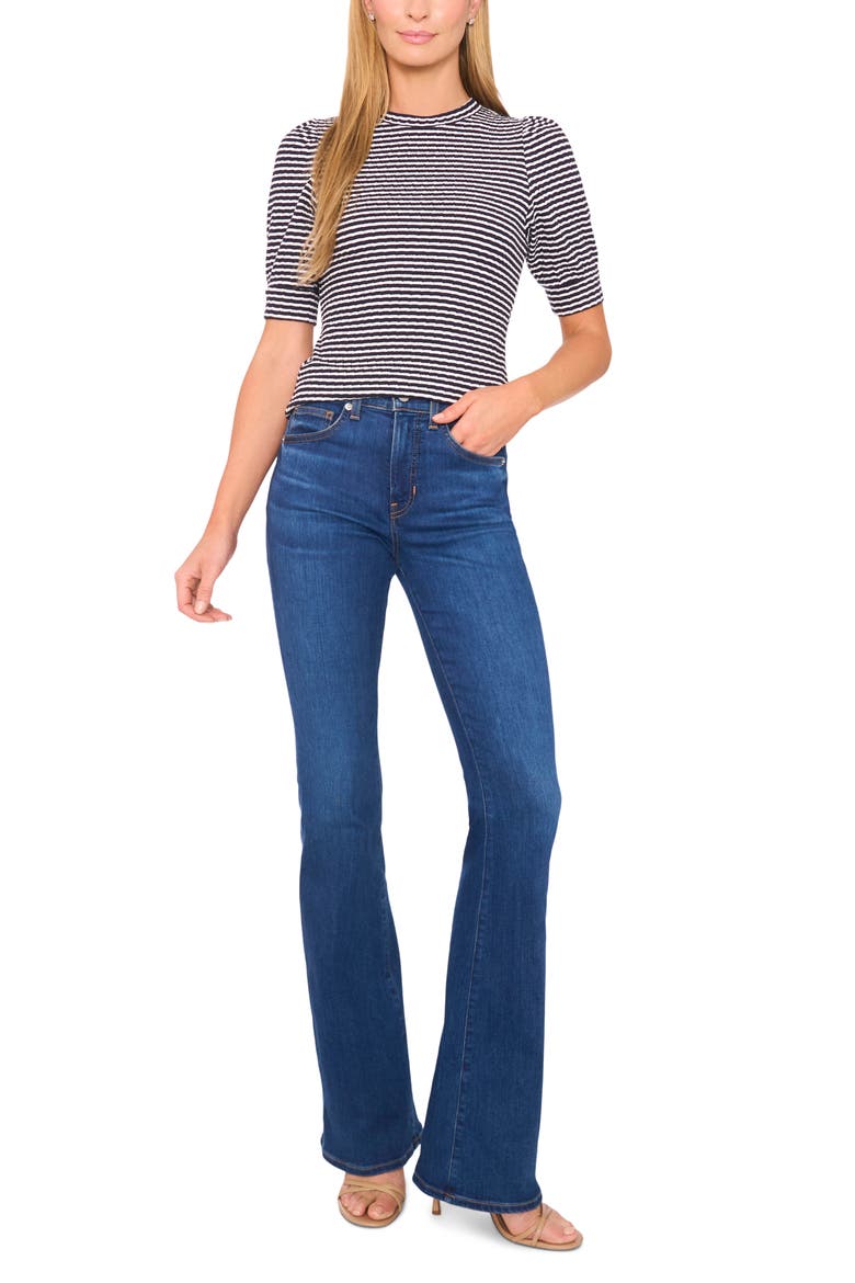 Stripe Puff Sleeve T-Shirt, Alternate, color, BARITONE BLUE
