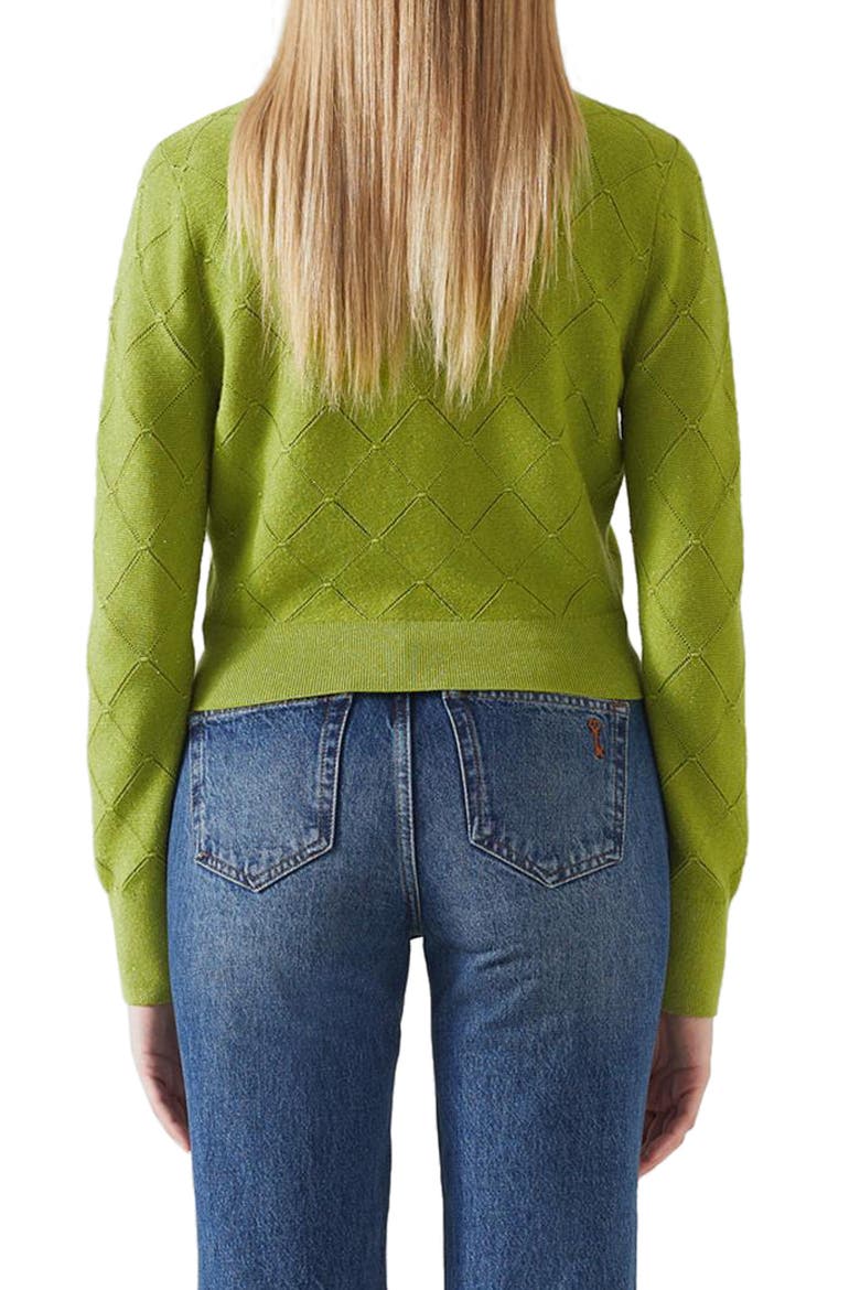 Molli Pointelle Metallic Cardigan, Alternate, color, LIME