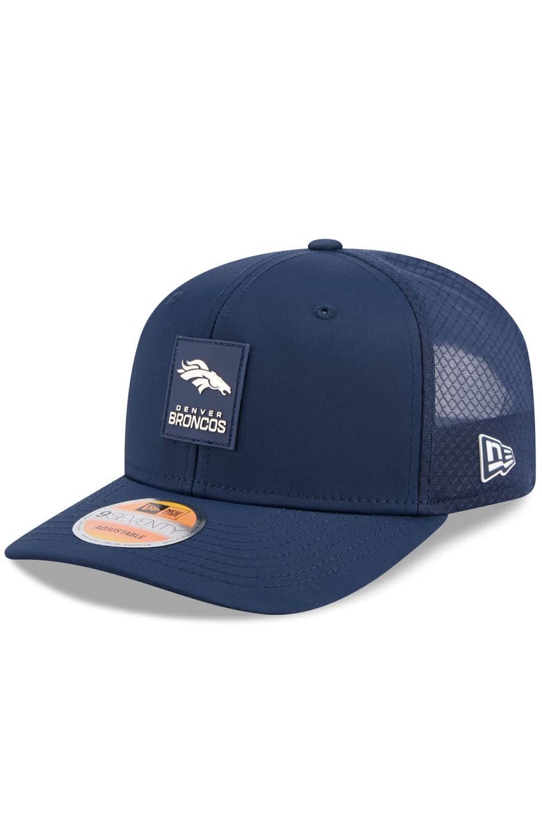New Era Men's New Era Navy Denver Broncos 2025 Sideline 9SEVENTY Trucker Adjustable Hat, Main, color,