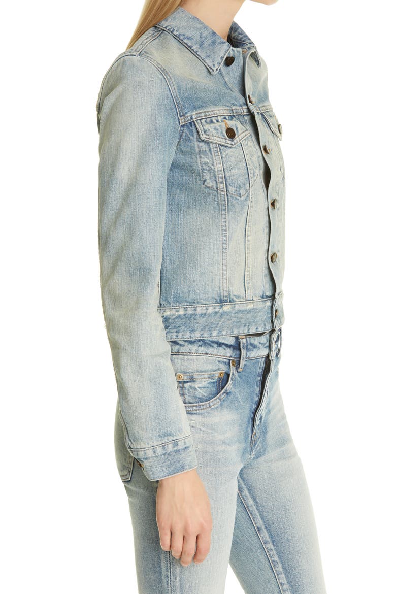 Boyfriend Denim Jacket, Alternate, color, DIRTY GREEN TRASH