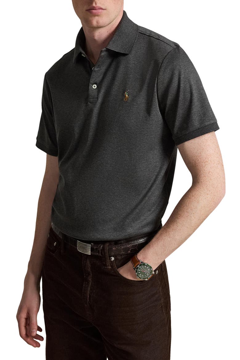 Pima Cotton Polo, Main, color, GREY HTR
