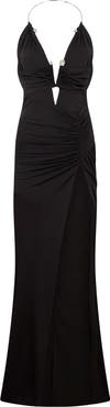 PHILIPP PLEIN Shiny Long Dress Skull Piercing Women