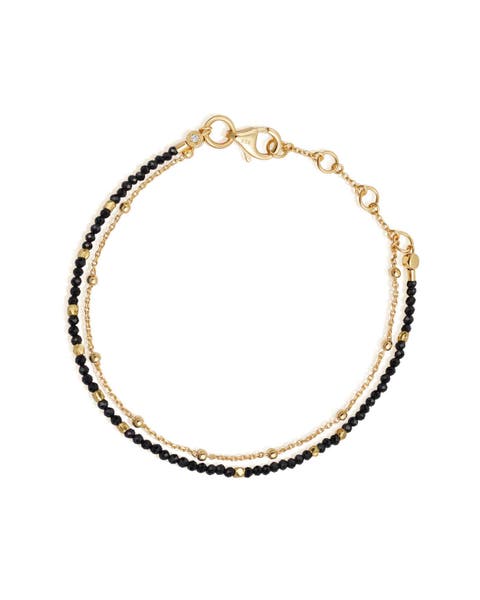 Gold Fine Biography Black Spinel Bracelet