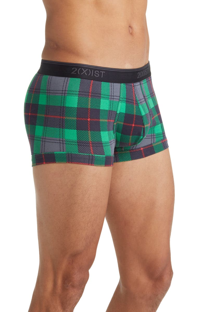 2(x)ist 4-Pack No-Show Stretch Trunks, Alternate, color, Tartan Plaid Multi Black